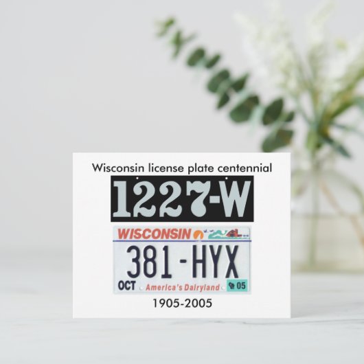 ウィスコンシン免許プレート百年祭 ポストカード (スタンド正面)