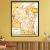 ウィスコンシン公式鉄道地図（1900年） キャンバスプリント (インサイチュ (リビング))