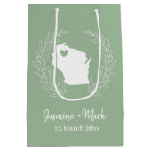 ウィスコンシン地図の個人用設定結婚式の引き出物 ミディアムペーパーバッグ (裏面)