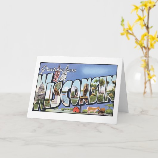 ウィスコンシン州からのご挨拶 ヴィンテージ ポストカード (黄色い花)