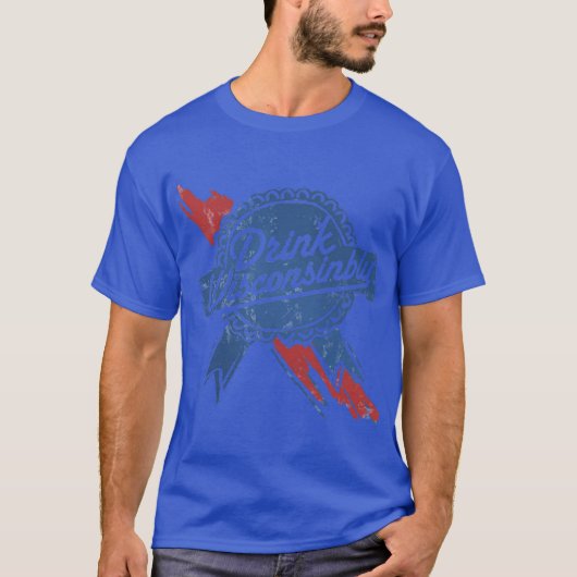ウィスコンシン州のお酒を飲もう レトロリボンの友達 Tシャツ (正面)