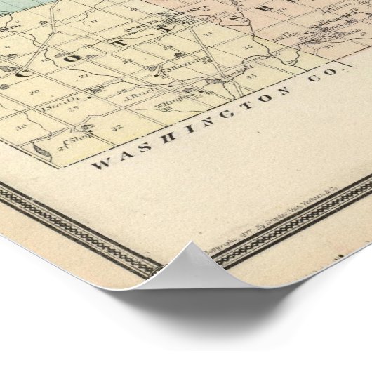 ウィスコンシン州のシーボイガン郡の州の地図 ポスター (角)