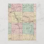 ウィスコンシン州のシーボイガン郡の州の地図 ポストカード (正面)