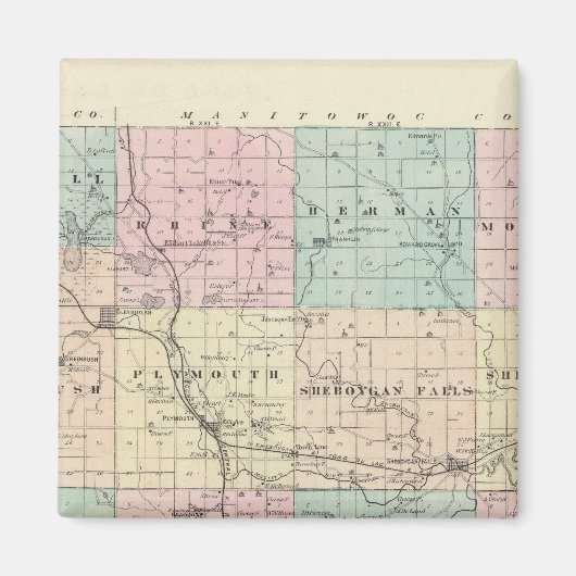 ウィスコンシン州のシーボイガン郡の州の地図 マグネット (正面)