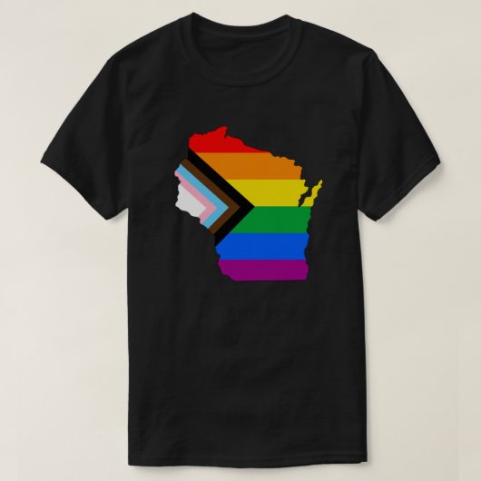 ウィスコンシン州のプライドLGBTQプログレスプライド Tシャツ (デザイン正面)