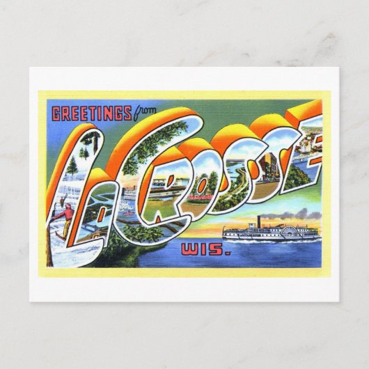 ウィスコンシン州のラ・クロス氏からのヴィンテージの挨拶 ポストカード (正面)
