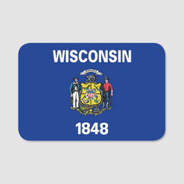 ウィスコンシン州の国旗を持つ愛国的な名前タグ州 名札