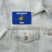 ウィスコンシン州の国旗を持つ愛国的な名前タグ州 名札 (インサイチュ)