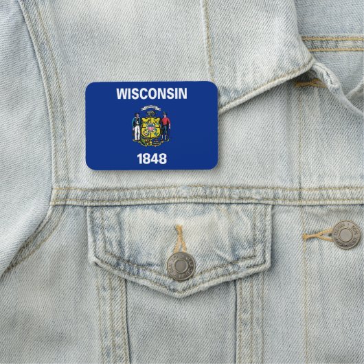 ウィスコンシン州の国旗を持つ愛国的な名前タグ州 名札 (インサイチュ)