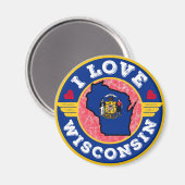 ウィスコンシン州の地図と国旗 マグネット (正面/裏面)