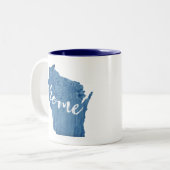 ウィスコンシン州の家 木目調 ツートーンマグカップ (正面左)