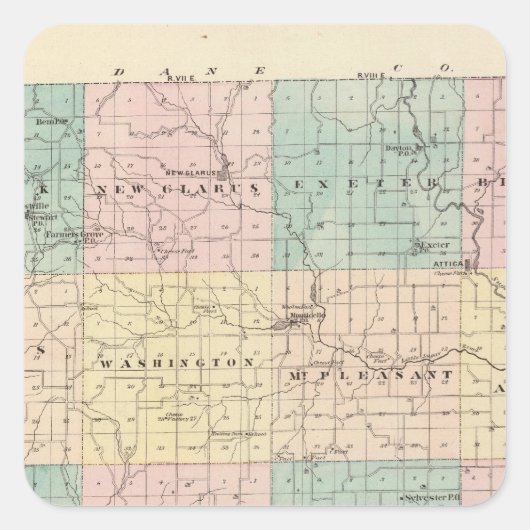 ウィスコンシン州の州グリーンカウンティの地図 スクエアシール (正面)