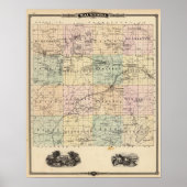 ウィスコンシン州の州ワウケシャ郡の地図 ポスター (正面)