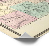 ウィスコンシン州の州、オークレア郡の地図 ポスター (角)