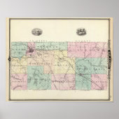 ウィスコンシン州の州、オークレア郡の地図 ポスター (正面)