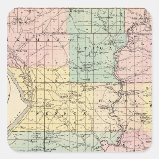 ウィスコンシン州の州、クロフォード郡の地図 スクエアシール (正面)