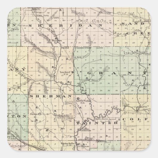 ウィスコンシン州の州、ダン郡の地図 スクエアシール (正面)