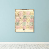 ウィスコンシン州の州、ドッジ郡の地図 キャンバスプリント (インサイチュ (ウッドフロア))