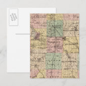 ウィスコンシン州の州、ドッジ郡の地図 ポストカード (正面/裏面)