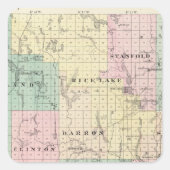 ウィスコンシン州の州、バロン郡の地図 スクエアシール (正面)