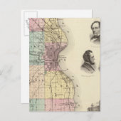 ウィスコンシン州の州、ミルウォーキー県の地図 ポストカード (正面/裏面)