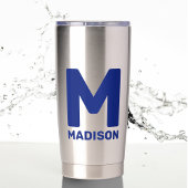 ウィスコンシン州の旗と花 ヴァイオレット カスタム名 保温保冷タンブラー