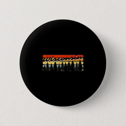 ウィスコンシン州の森の夕焼けの木の小屋のテーマの記念品 缶バッジ (正面)
