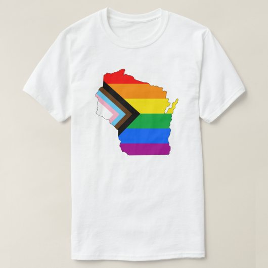 ウィスコンシン州の誇り LGBTQ プログレスプライド Tシャツ (デザイン正面)