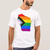 ウィスコンシン州の誇り LGBTQ プログレスプライド Tシャツ (正面)