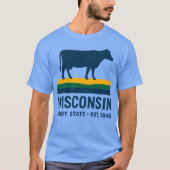 ウィスコンシン州の酪農州のレトロな牛 Tシャツ (正面)
