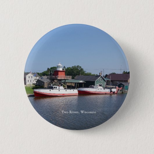 ウィスコンシン州の2つの河川ボタン 缶バッジ (正面)