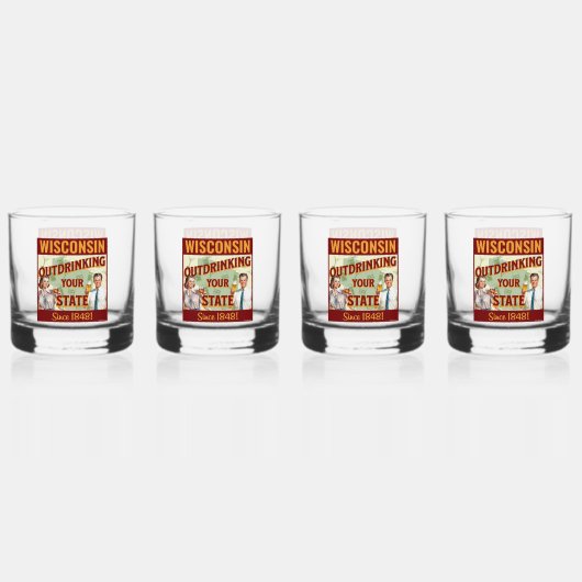 ウィスコンシン州は1848年から他州を飲み干してます ウイスキーグラス (正面)