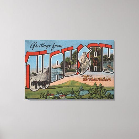 ウィスコンシン州ウォルソー – ラージ・レター・シーン キャンバスプリント (正面)