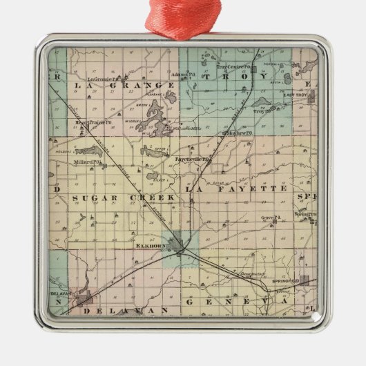 ウィスコンシン州ウォルワース郡州図 メタルオーナメント (正面)