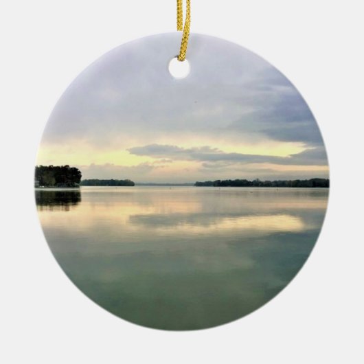 ウィスコンシン州オコノモウォック湖ラベル セラミックオーナメント (正面)
