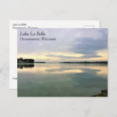 ウィスコンシン州オコノモウォック湖ラベル ポストカード (正面/裏面)