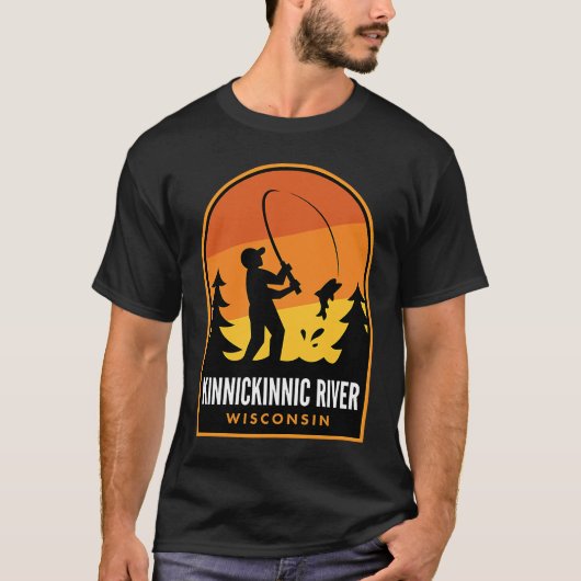 ウィスコンシン州キニキニック川の釣り Tシャツ (正面)