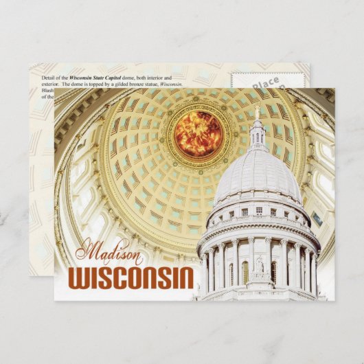 ウィスコンシン州キャピトルドームの詳細 ポストカード (正面/裏面)