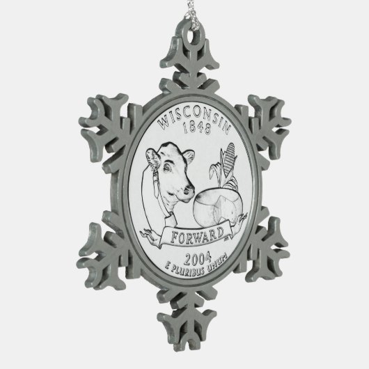 ウィスコンシン州クォーター スノーフレークピューターオーナメント (左)