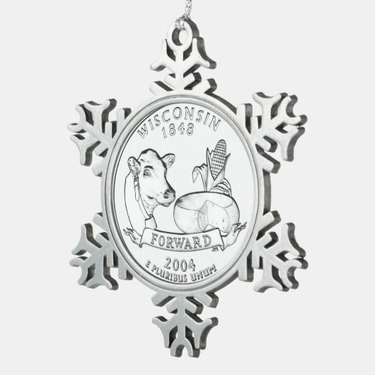 ウィスコンシン州クォーター スノーフレークピューターオーナメント (右)