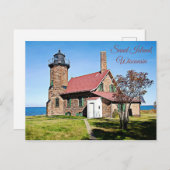 ウィスコンシン州サンドアイランドライトハウスフォトポストカード ポストカード (正面/裏面)