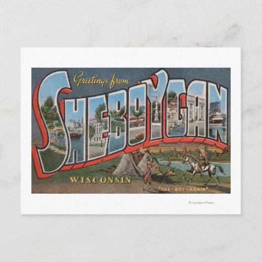 ウィスコンシン州シボイガン(インディアン番号1) ポストカード (正面)