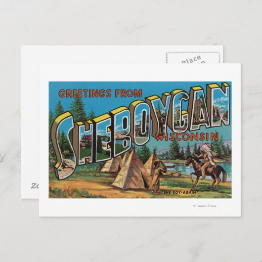 ウィスコンシン州シボイガン(インディアン番号2) ポストカード (正面/裏面)