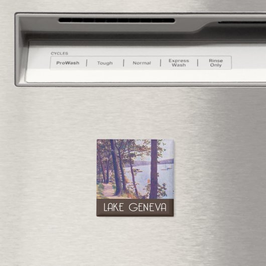 ウィスコンシン州ジュネーブ湖ヴィンテージシーン マグネット (インサイチュ (食洗機))