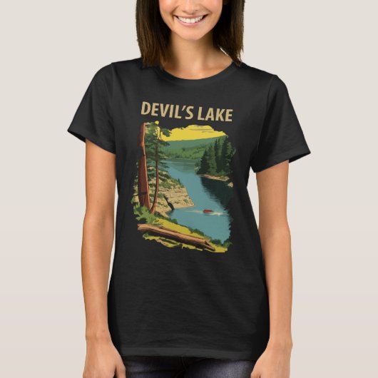 ウィスコンシン州デビルズレイク レトロ旅行 Tシャツ (正面)