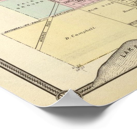 ウィスコンシン州マディソンの地図 ポスター (角)