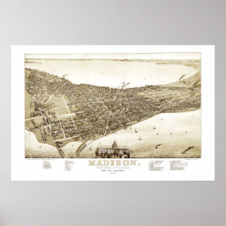 ウィスコンシン州マディソンの1885年からの地図 ポスター