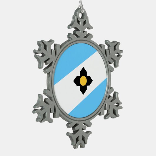 ウィスコンシン州マディソン州旗 スノーフレークピューターオーナメント (左)