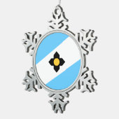 ウィスコンシン州マディソン州旗 スノーフレークピューターオーナメント (右)