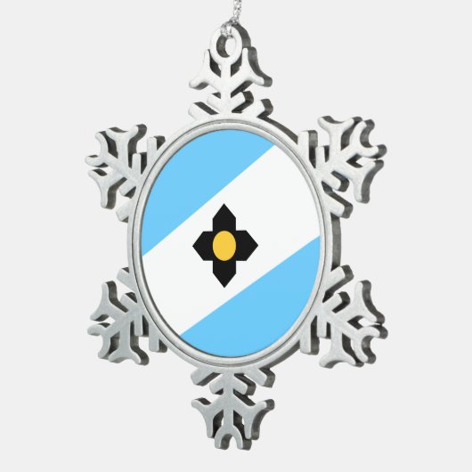 ウィスコンシン州マディソン州旗 スノーフレークピューターオーナメント (右)